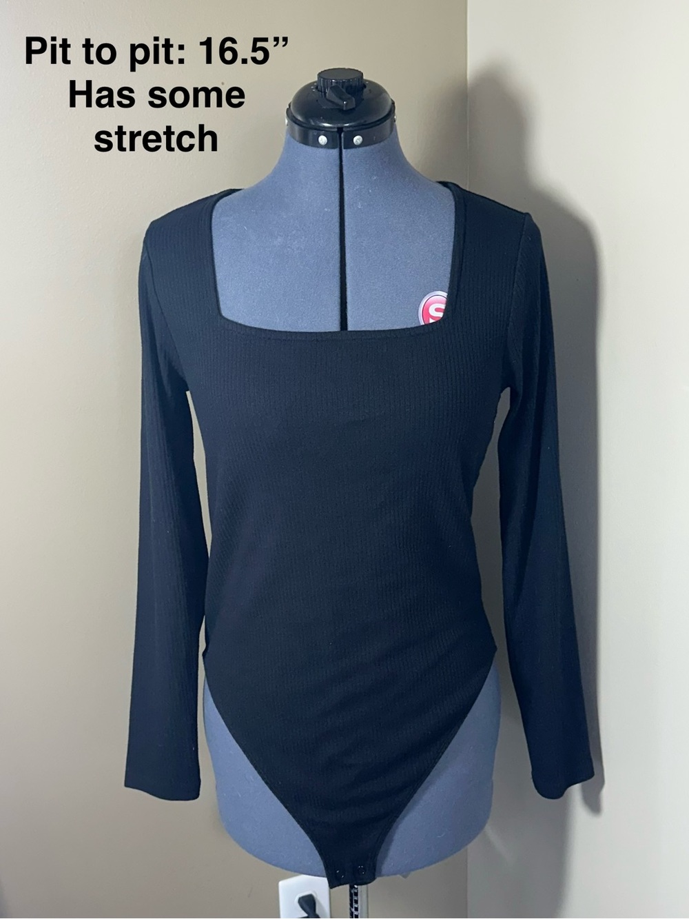 Old Navy Black Long-Sleeve Square Neck Bodysuit - LARGE